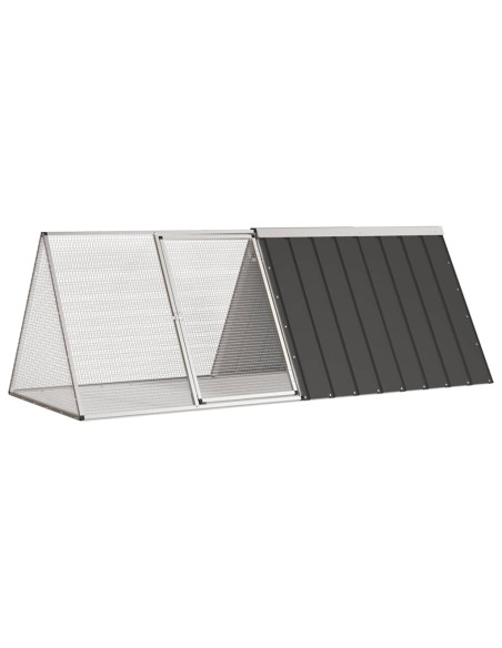 Gabbia per Conigli Antracite 201,5x80,5x71 cm Acciaio Zincato