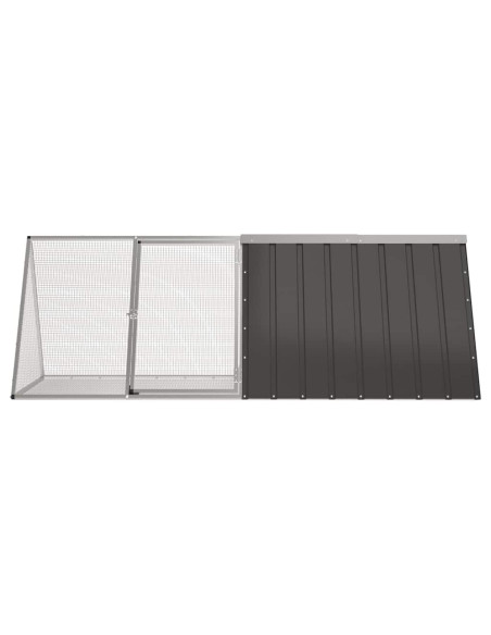 Gabbia per Conigli Antracite 201,5x80,5x71 cm Acciaio Zincato