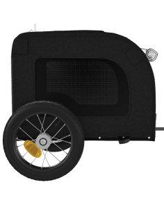 Rimorchio da Bici per Animali Nero Oxford e Ferro