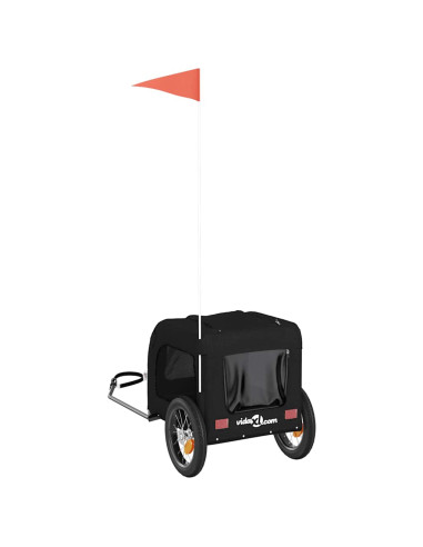 Rimorchio da Bici per Animali Nero Oxford e Ferro