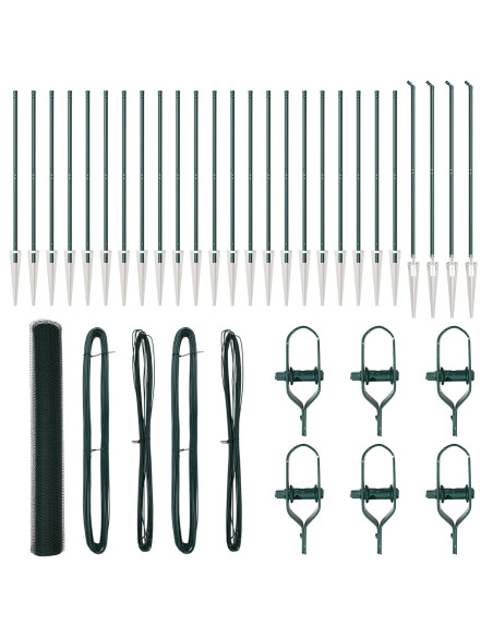 Recinto Esagonale  Verde 1,2x50 m Acciaio, Pali per Recinto  con Picchetto 13 pcs Ø32 mm 140 cm Acciaio Galvanizzato