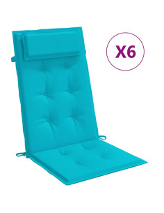 Cuscini per Sedia Schienale Alto 6pz Turchese in Tessuto Oxford