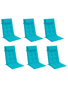 Cuscini per Sedia Schienale Alto 6pz Turchese in Tessuto Oxford 2