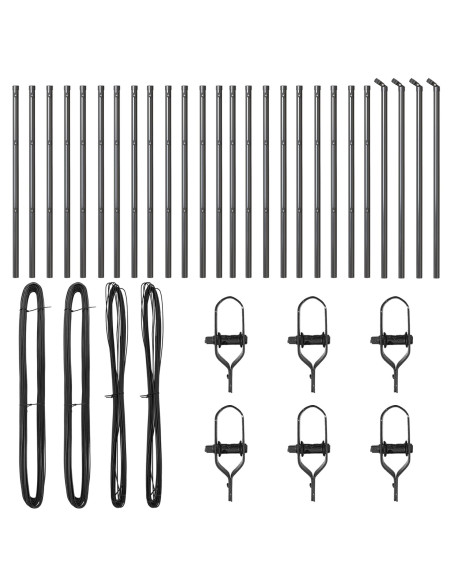 Posti per Recinzione 26 pcs Grigio Ø32 mm 120 cm Acciaio Zincato