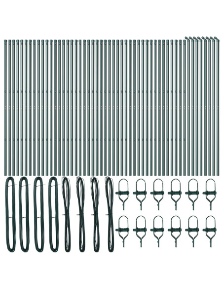 Pali per recinzione  52 pz Verde Ø32 mm 200 cm Acciaio Galvanizzato
