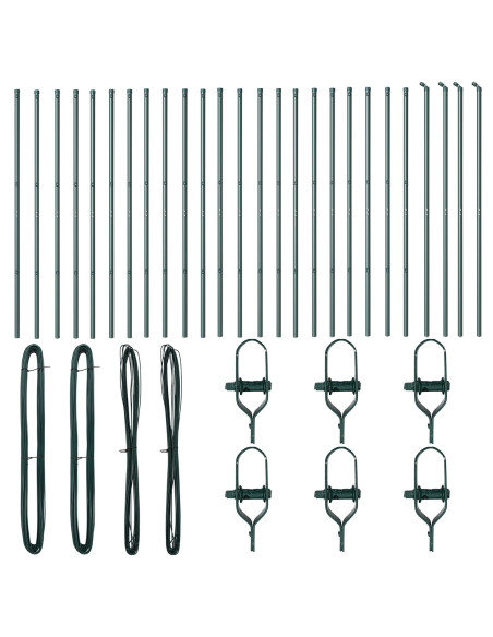 posta per recinzione  26 pz Verde Ø32 mm 210 cm Acciaio zincato