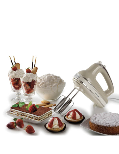 Ariete 1548 Sbattitore Vintage, 450W, 5 velocità, Funzione turbo, 2 fruste, Beige