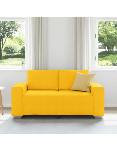 Divano Divanetto Giallo Chiaro 120cm Tessuto di Velluto a Coste