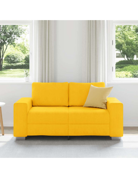 Divano Divanetto Giallo Chiaro 120cm Tessuto di Velluto a Coste