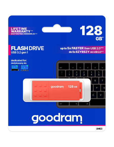 Goodram UME3 unità flash USB 128 GB USB tipo A 3.2 Gen 1 (3.1 Gen 1) Arancione