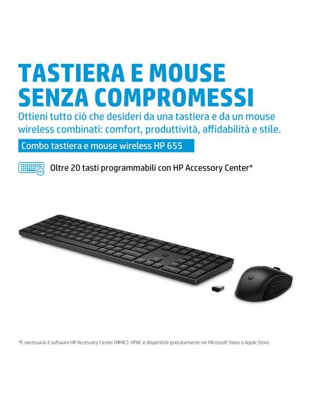 HP Tastiera e mouse wireless combinati 655