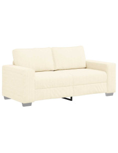 Divano Divanetto Crema 140 cm Tessuto di Velluto a Coste 2