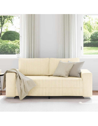 Divano Divanetto Crema 140 cm Tessuto di Velluto a Coste