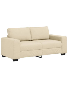 Divano a 2 Posti Crema 140 cm in Tessuto 2