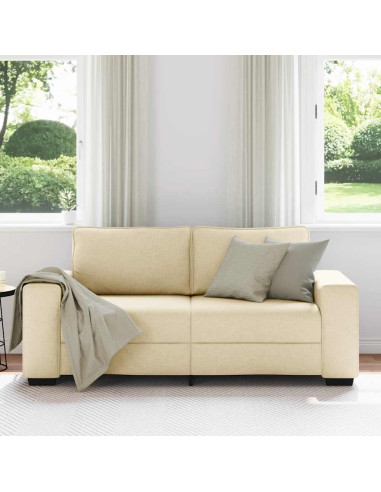 Divano a 2 Posti Crema 140 cm in Tessuto