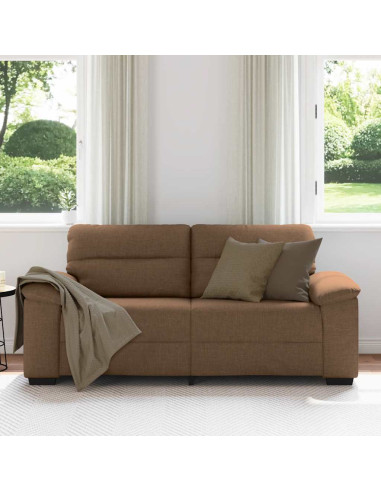 Divano a 2 Posti Marrone 140 cm in Tessuto