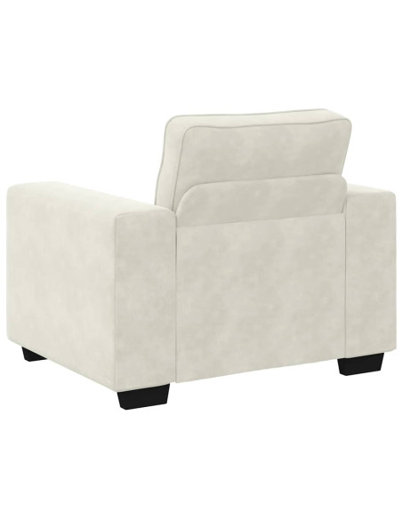 Set di Divani 3 pz con Cuscini Crema in Velluto