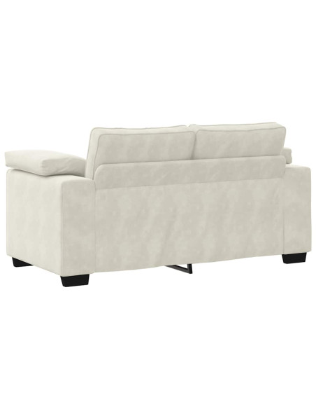 Set di Divani 3 pz con Cuscini Crema in Velluto