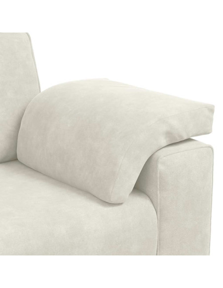 Set di Divani 3 pz con Cuscini Crema in Velluto