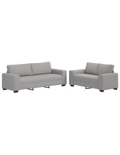 Set di Divani 2 pz con Cuscini Grigio Nuvola in Tessuto 2