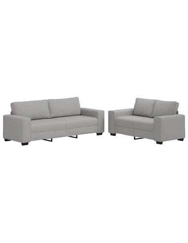 Set di Divani 2 pz con Cuscini Grigio Nuvola in Tessuto