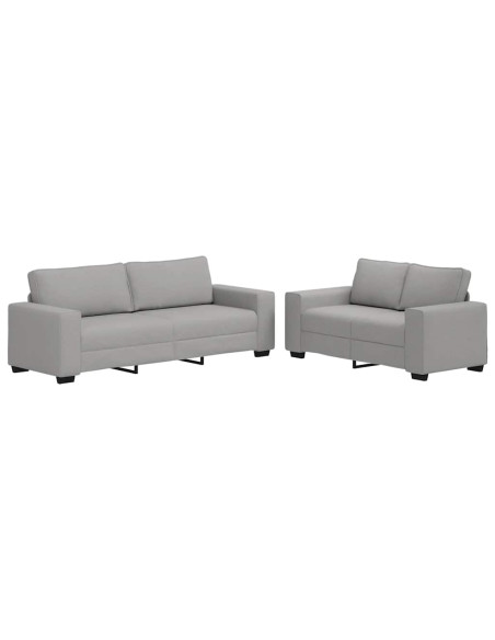 Set di Divani 2 pz con Cuscini Grigio Nuvola in Tessuto