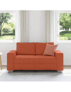 Divano Divanetto Rosso Arancione 120 cm Tessuto Velluto a Coste 2