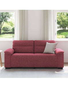Divano a 2 Posti Rosso Vino 140 cm in Tessuto 2
