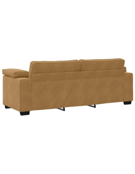 Set di Divani 3 pz con Cuscini Marrone in Velluto