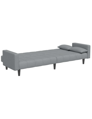 Divano Letto a 2 Posti con Poggiapiedi Grigio Chiaro in Tessuto