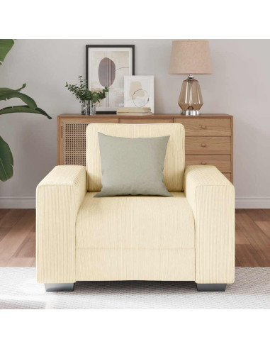 Divano Sedia Crema 60 cm Tessuto di Velluto a Coste