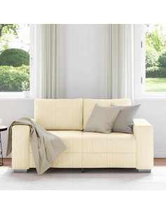 Divano Divanetto Crema 120 cm Tessuto di Velluto a Coste 2