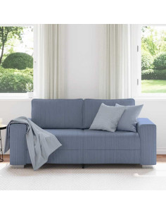 Divano Divanetto Blu 140 cm Tessuto di Velluto a Coste 2