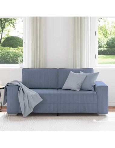 Divano Divanetto Blu 140 cm Tessuto di Velluto a Coste