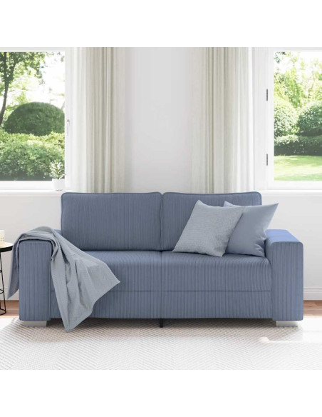 Divano Divanetto Blu 140 cm Tessuto di Velluto a Coste