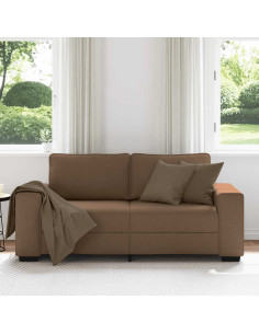 Divano a 2 Posti Marrone 140 cm in Tessuto 2