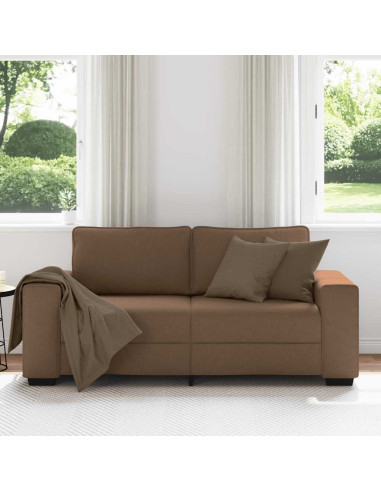 Divano a 2 Posti Marrone 140 cm in Tessuto