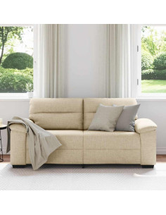 Divano a 2 Posti Crema 140 cm in Tessuto 2