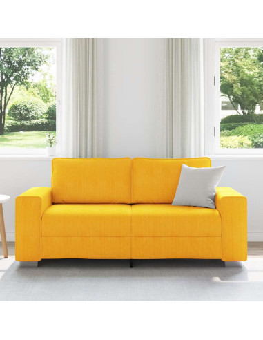Divano Divanetto Giallo Chiaro 140cm Tessuto di Velluto a Coste