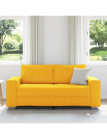 Divano Divanetto Giallo Chiaro 140cm Tessuto di Velluto a Coste