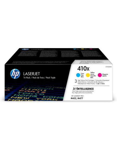 HP Confezione da 3 cartucce toner ciano/magenta/giallo originale ad alta capacità LaserJet 410X