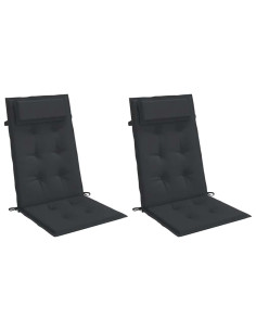 Cuscini per Sedia con Schienale Alto 2pz Nero in Tessuto Oxford 2