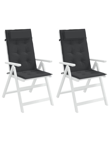 Cuscini per Sedia con Schienale Alto 2pz Nero in Tessuto Oxford