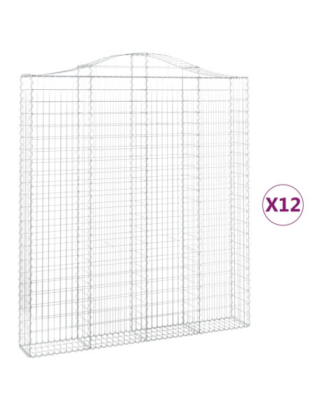 Cesti Gabbioni ad Arco 12 pz 200x30x220/240 cm Ferro Zincato