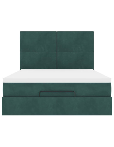 Struttura Letto Pouf con Materassi 140x190 cm in Velluto