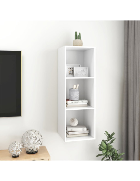 Mobile TV da Parete Bianco 37x37x107 cm in Legno Multistrato