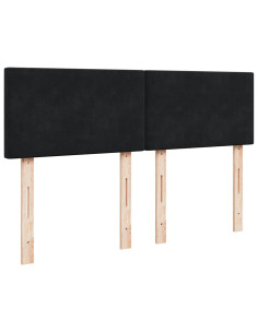 Struttura Letto Pouf con Materasso Nero 140x200 cm in Velluto 2