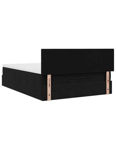 Struttura Letto Pouf con Materasso Nero 140x200 cm in Velluto