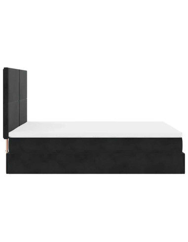 Struttura Letto Pouf con Materassi Nero 140x200 cm in Velluto