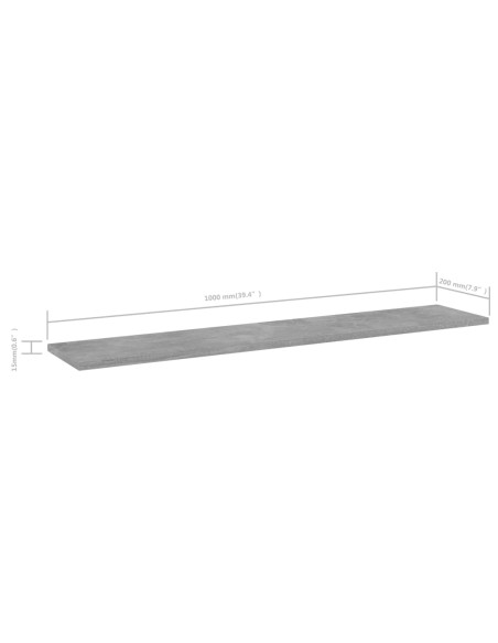 Ripiani Libreria 4pz Grigio Cemento 100x20x1,5cm Multistrato
